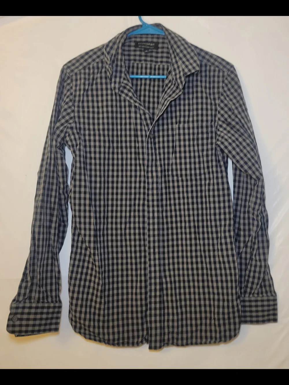 Banana Republic Navy and White Check Dress Shirt